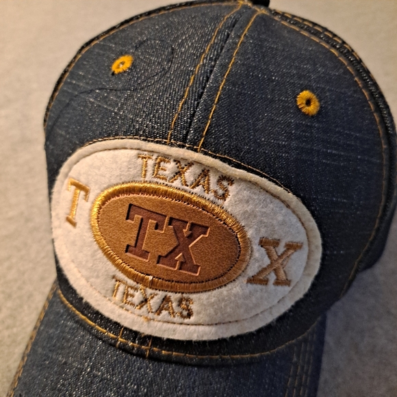 TEXAS hat blue denim adjustable cap - 100% cotton Embroidered Patch - Picture 2 of 7